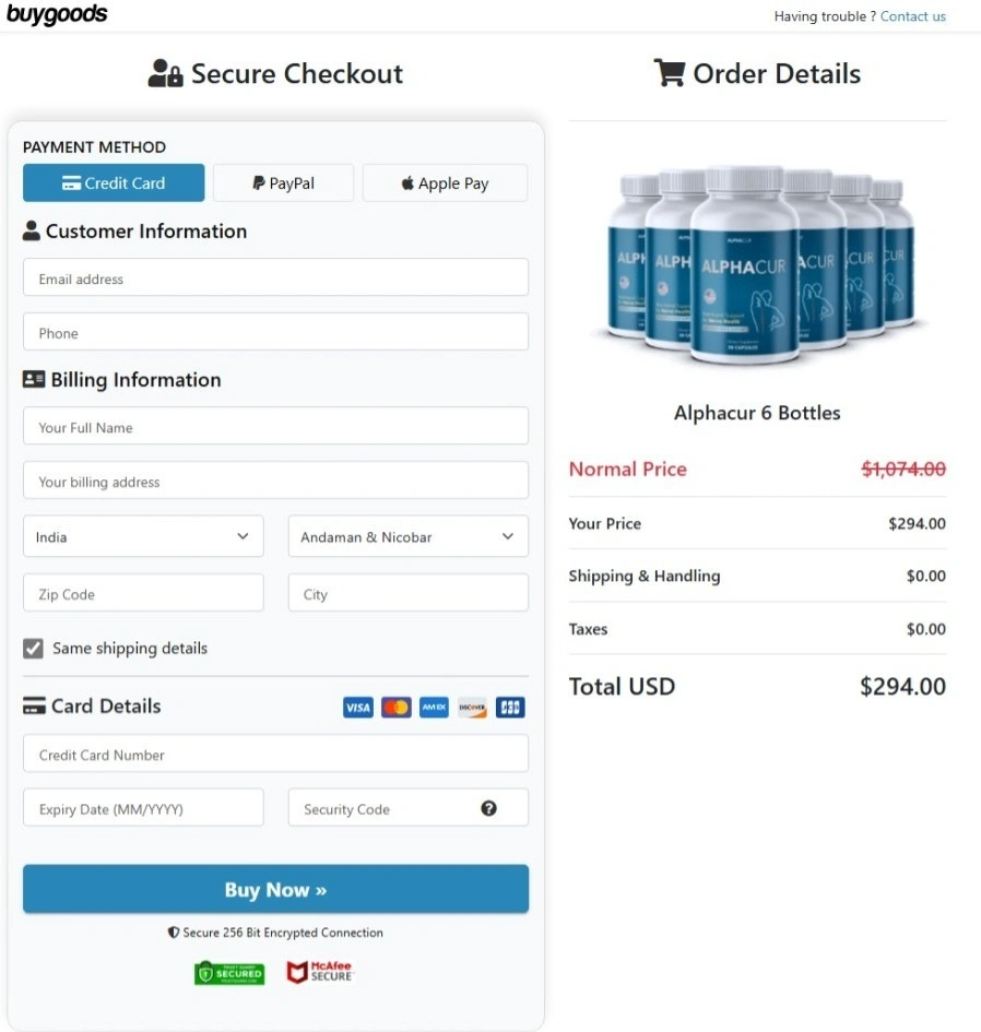 Secure Checkout Form